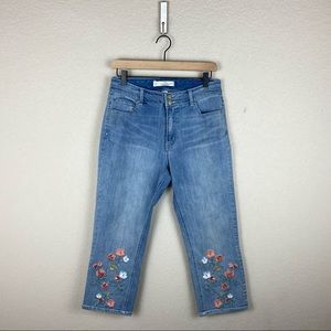 Cato Floral Embroidered Cropped Jeans